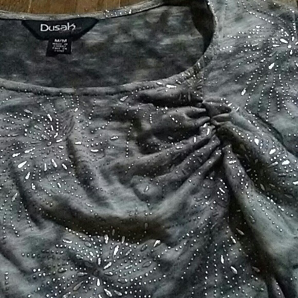 New Dusak Designs grey/silver beaded burnout top - Picture 6 of 8